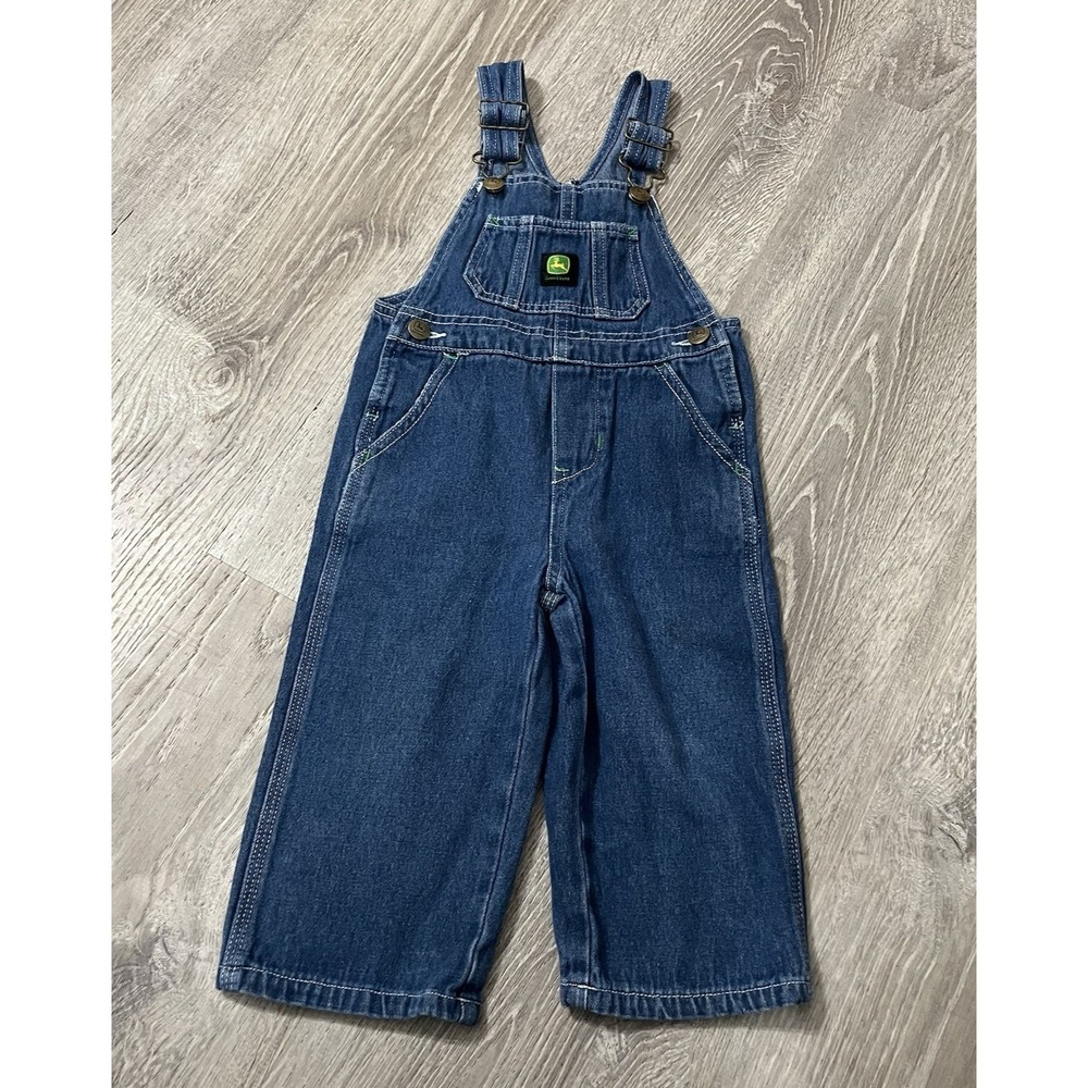 John Deere Blue Denim Bib Overalls Boys Girls Size 2T Farm Farming